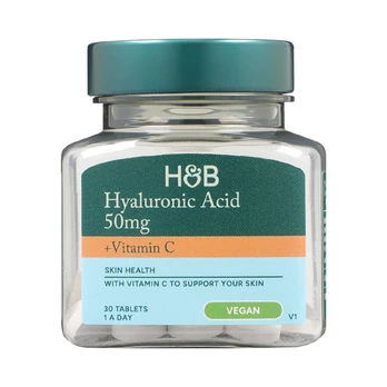 H&B HIGH STRENGTH hialurono rūgštis ir vitaminas C, 30 tablečių