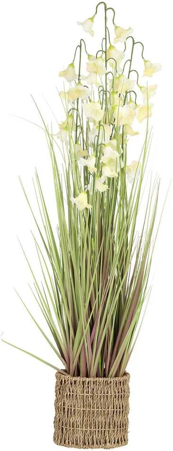 Dirbtinė gėlė IN GARDEN H87cm, balta katilėlė, žolė su vazonu