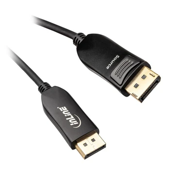 Kabelis InLine® DisplayPort 1.4 AOC cable active, 8K4K, juodas, auksinis, 40m