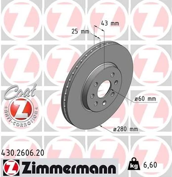 Stabdžių diskas ZIMMERMANN 430.2606.20