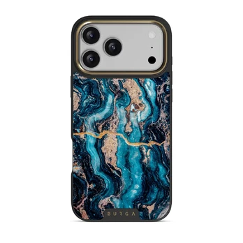 Mystic River - Blue Marble iPhone 17 Pro Max Case, Elite Dark (MagSafe) / Gold