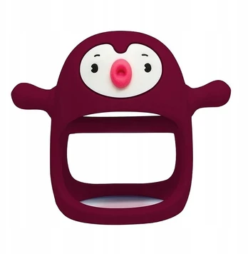 Smily Mia Silicone Teether Penguin Buddy Raudona