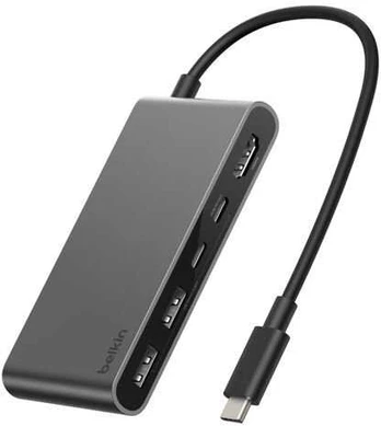 HUB USB Belkin Hub USB-C, 2 x USB-A, 2 x USB-C PD 100W, HDMI 2.0 4K, 5Gbps, pilka