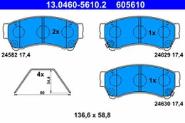 ATE 13.0460-5610.2 Brake pad set