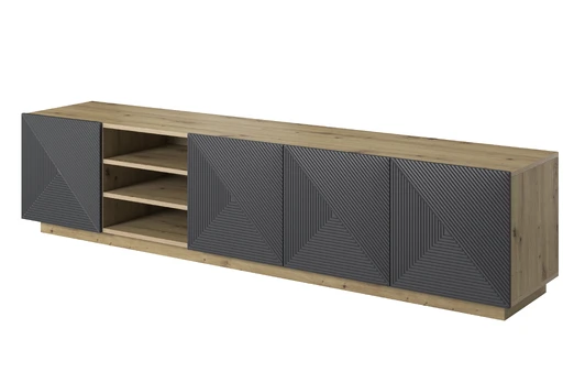 Tv Set Asha 200 Cm With Open Shelf - Artisan / Rivier Stone Mat