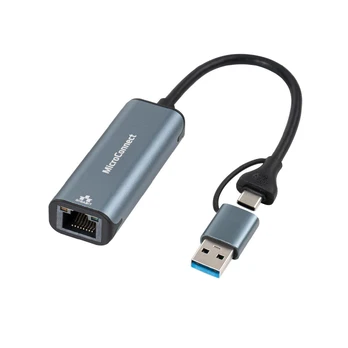 MicroConnect USB-C / A to RJ45 network Gigabit Adapteris