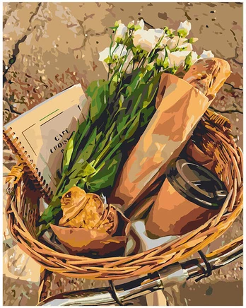Piešimo rinkinys Puokštė krepšelyje, 40x50cm