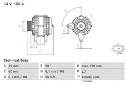 BOSCH 0986084070 Kintamosios srovės generatorius