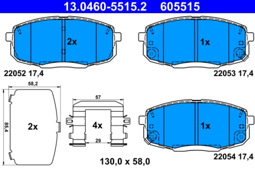 ATE 13.0460-5515.2 Brake pad set