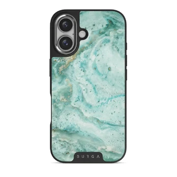 Uluwatu Waves - Teal iPhone 16 Case, Elite Dark (MagSafe) / Silver