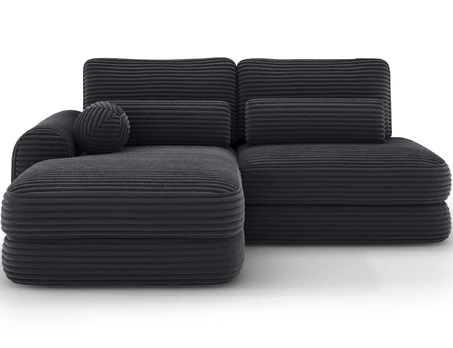 Ripeli Corner Sofa Bed with Storage, Black Velvet, Left-Hand Facing, Modern, Black