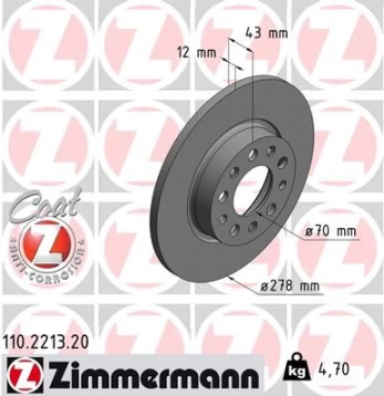 Stabdžių diskas ZIMMERMANN 110.2213.20