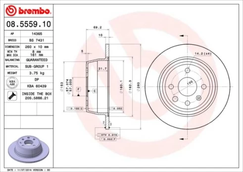 Stabdžių diskas BREMBO 08.5559.10