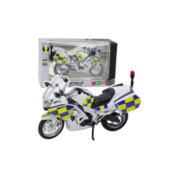 Police Motorcycle Metal Lights Sounds White 1:12