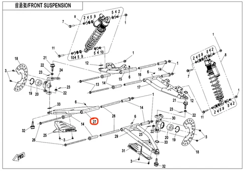 7000-050210-3B000 FRONT LOWER SWING ARM，RH