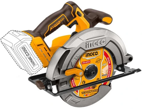 Ingco CSLI18511 cordless circular saw including battery and charger