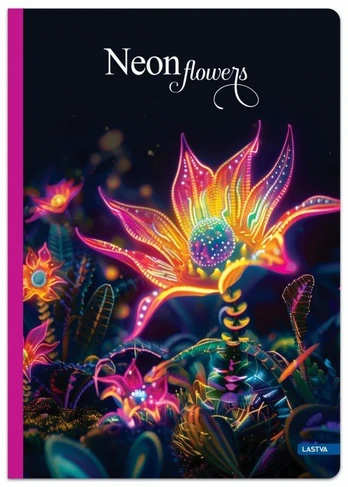 Knyga A5 96lap 70g lang NEON FLOWERS