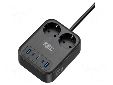 Extension lead | 3x1.5mm2 | 2m | PVC | black | Sockets no: 7 | 16A