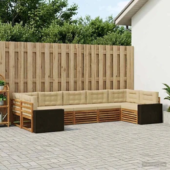 Lauko sofos komplektas 7 pcs Natūralus ir bežinis