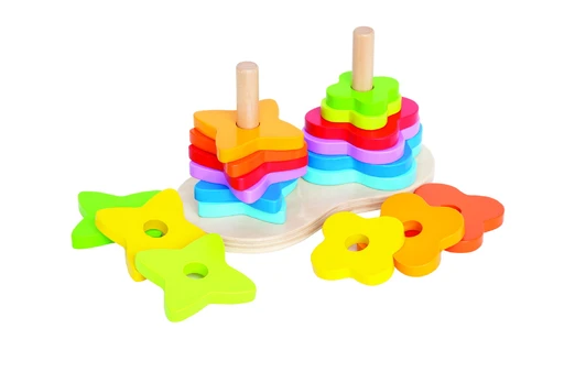Kaladėlės Hape Double Rainbow Stacker E0406, 19 vnt.