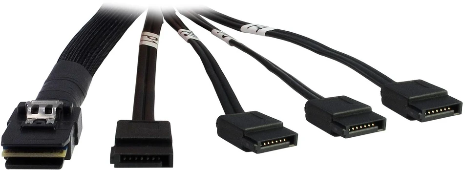 Inter-Tech SFF 8087 - SATA x4, 0.65m, Juodas (88885237)