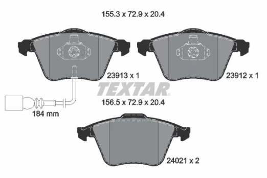 Stabdžių trinkelių rinkinys, diskinis stabdys TEXTAR 2391301