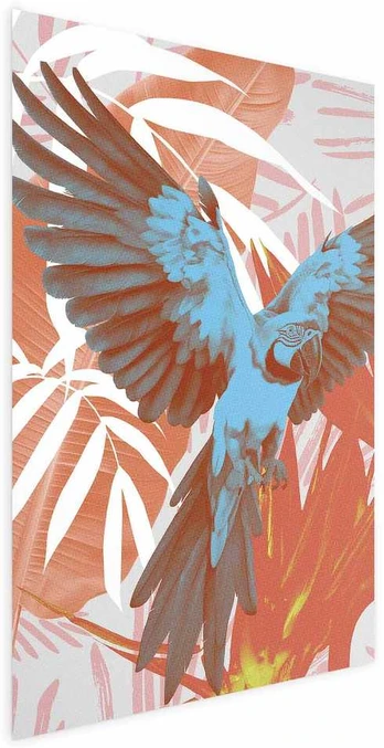 Artgeist Plakatas - Exotic Wings - parrot among abstract leaf patterns