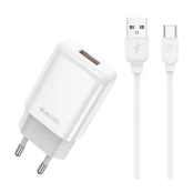 Įkroviklis buitinis Jellico EU01 2.4A USB + Type-C baltas kaina