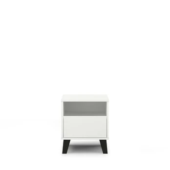 Spintelė prie lovos Mebelbos Borg 1s, 40x38,8x45,6 cm, balta/smėlio spalvos