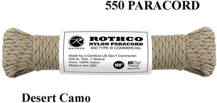 Rothco Virvutė 550 Paracord 30 m Desert camo