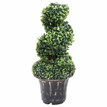 Dirbtinis buksmedis vazone, žalias, 59cm, spiralės formos