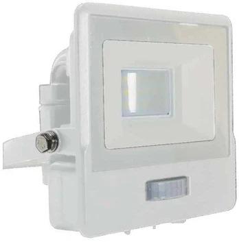 10W LED prožektorius V-TAC, baltu korpusu, 6500K, su judesio davikliu