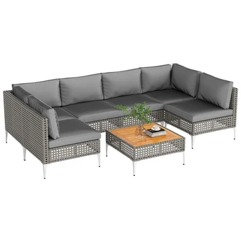 Sodo baldų komplektas su stalu ir sofa