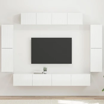 Televizoriaus spintelė 8 pcs Aukštai blizganti balta