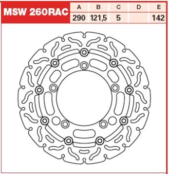 Stabdžių diskas MSW260RAC Priekis plaukiojantis TRW 290/121,5/5mm/142mm