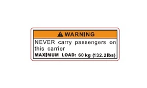 9CQV-190003-3200 REAR RACK LOADING INSTRUCTION LABEL
