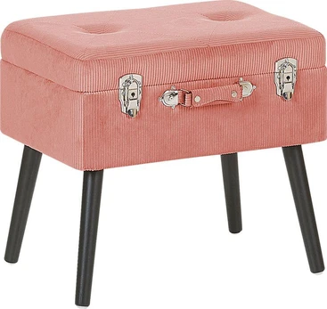 Beliani Rožinė Corduroy Storage Stool MALLARD