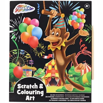 SPALVINIMO KNYGELĖ "SCRATCH OFF MAGIC BOOK MONKEY" 24 VIENETAI GRAFIX 02