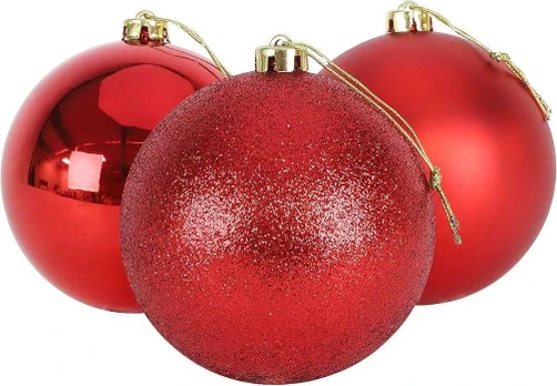 Christmas_To Eglutės žaisliukai Christmas Touch, raud., 4 - 8 cm, 37 vnt.