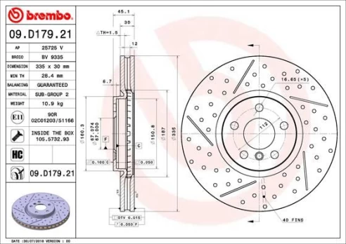 Stabdžių diskas BREMBO 09.D179.21