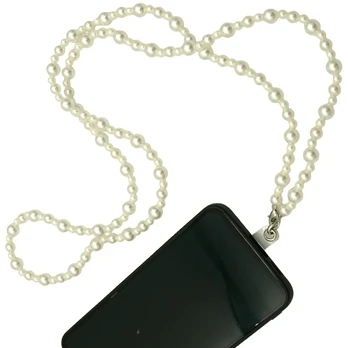 Dirželis per petį telefonui iš perlinių karoliukų, 55 cm