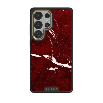 Iconic Red Ruby - Marble Samsung Galaxy S25 Ultra Case, Elite Dark (Magnetic) / Gold