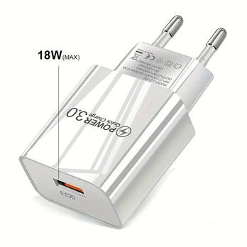 Greitas 18W USB sieninis įkroviklis, Baltas