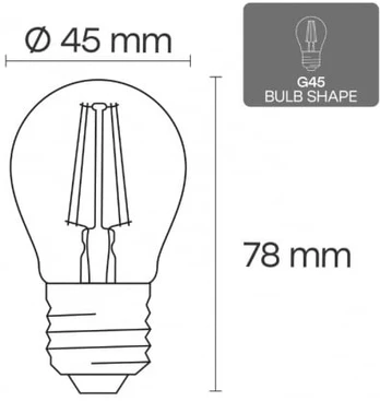 LED Filament bulb E27, G45, 4W, 520lm, 3000K, 360°