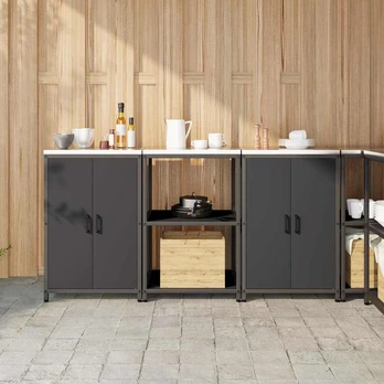 Virtuvės saugojimo rinkinys 3 pcs Juoda 180 x 50 x 92 cm