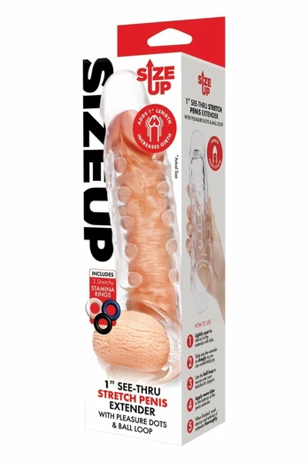 SIZE UP Clear View Studded Extender with Ball Loop 22cm Transparent