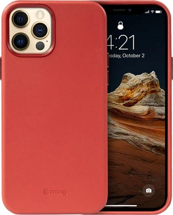 Crong Crong Essential Cover – dirbtinės odos dėklas, skirtas iPhone 12 Pro Max (raudonas)