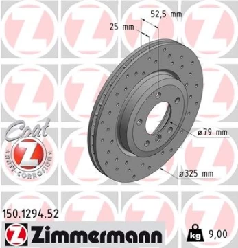 Stabdžių diskas ZIMMERMANN 150.1294.52