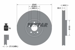 TEXTAR 92289805 Brake Disc kaina
