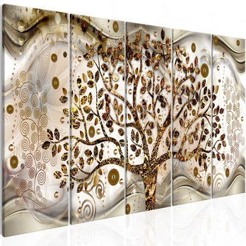 Artgeist Paveikslas - Tree and Waves (5 Parts) Brown